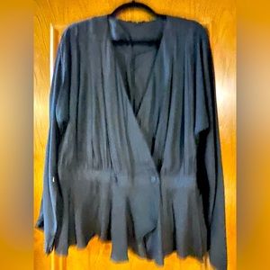 Express Long Sleeve V Neck Faux Wrap Top